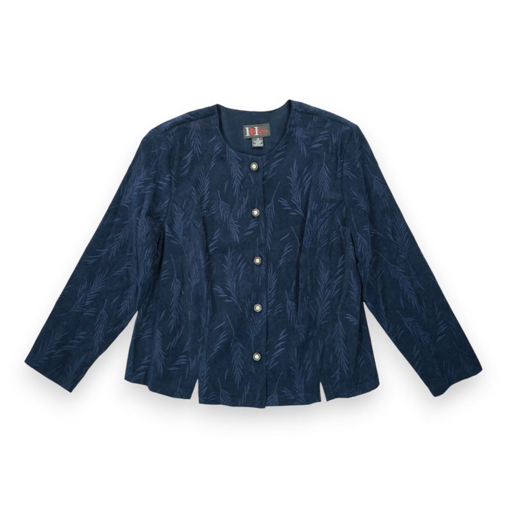 NWT Vintage R & K Navy Blazer Women's Size 18‎ Subtle Print Shoulder Pads